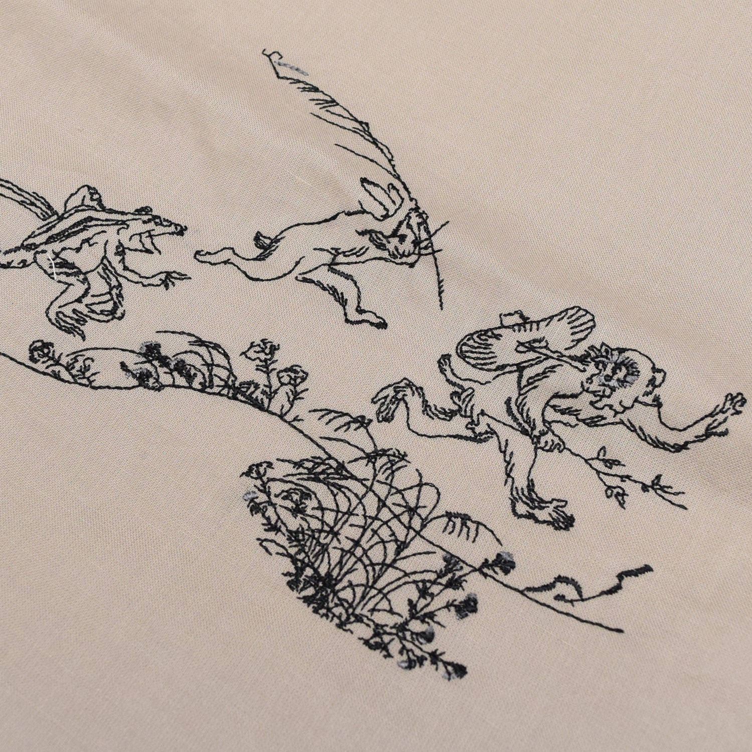 鳥獣戯画・伊藤若冲 刺繍 防水・撥水トートバッグ/鳥獣戯画