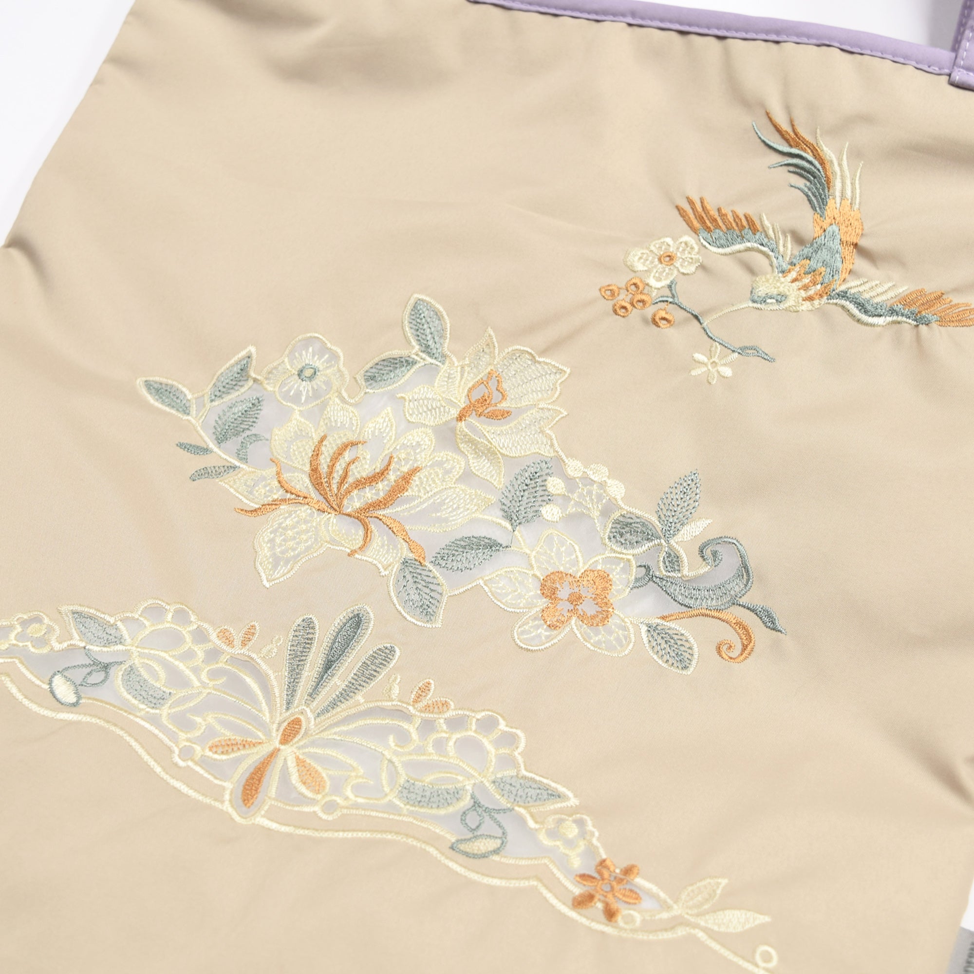 花鳥オーガンジーカットワーク刺繍 防水・撥水トートバッグ