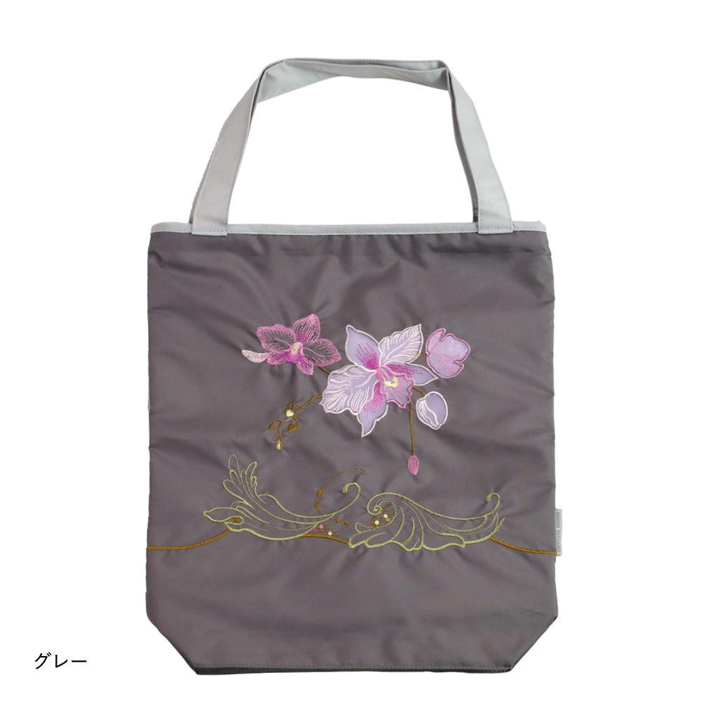 蘭花オーガンジー刺繍 防水・撥水トートバッグ