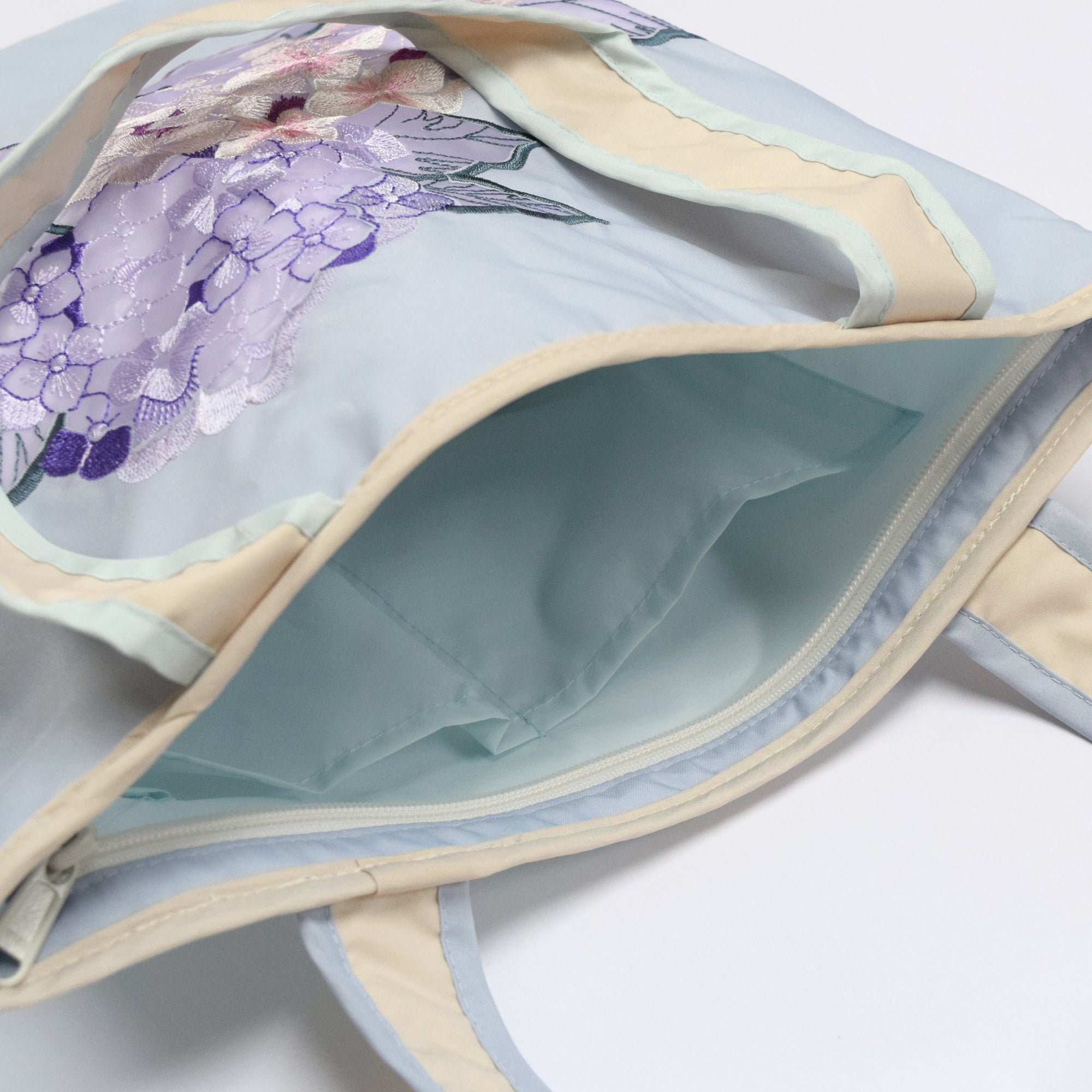 紫陽花オーガンジー刺繍 防水・撥水トートバッグ