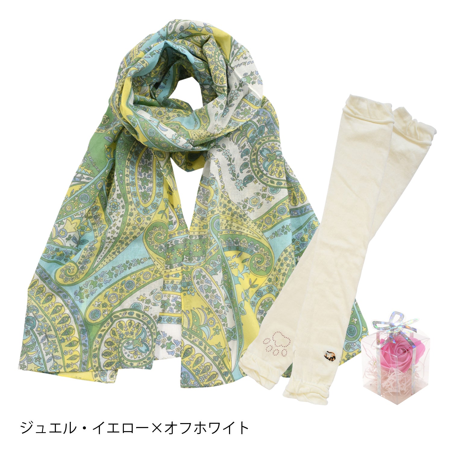 日本製 コットン100% UVケアストール&UVカットグローブ&サボンフラワーセット