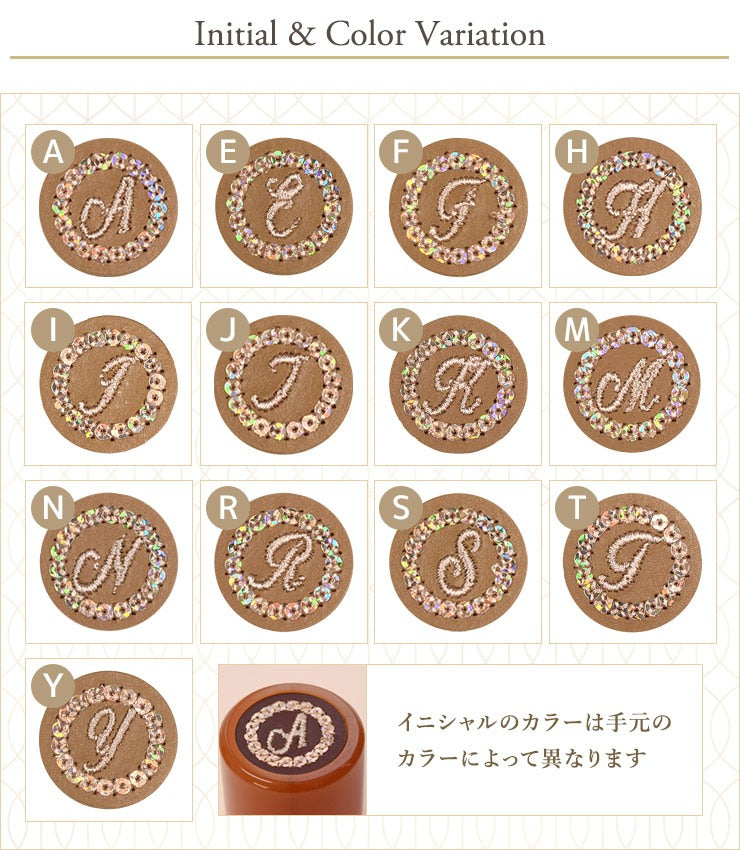花鳥刺繍晴雨兼用 ミニ折りたたみ日傘&イニシャル手元セット