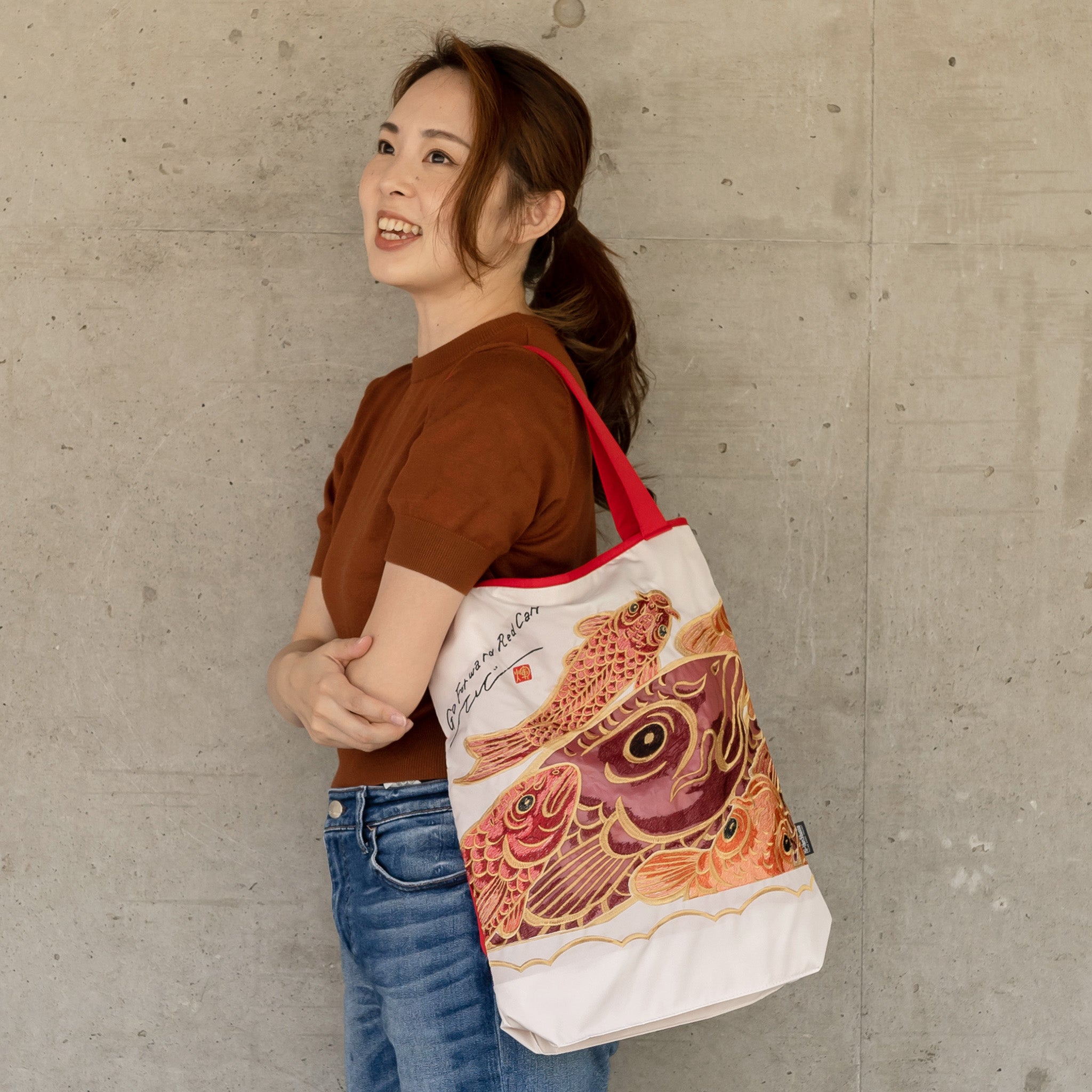 キーヤン カープカットワーク刺繍 防水・撥水トートバッグ