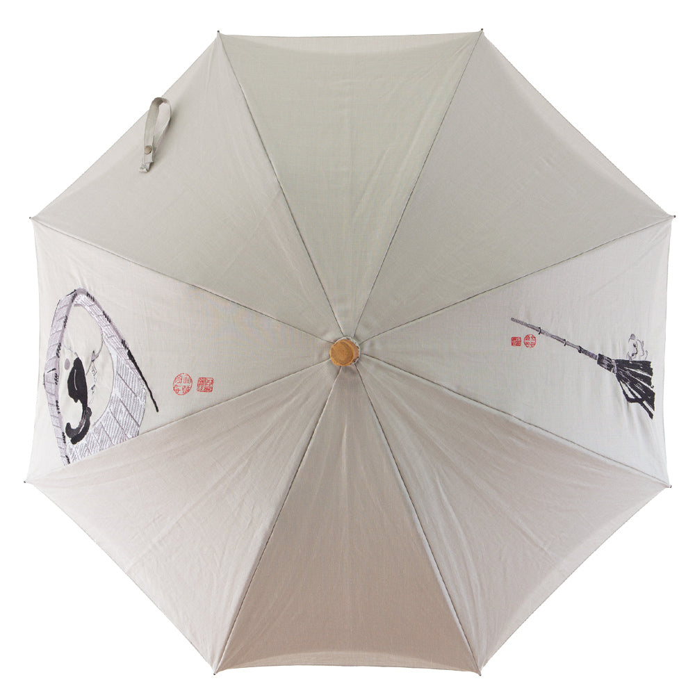 伊藤若冲 刺繍 かわず張り晴雨兼用ショート長日傘 (日本製)
