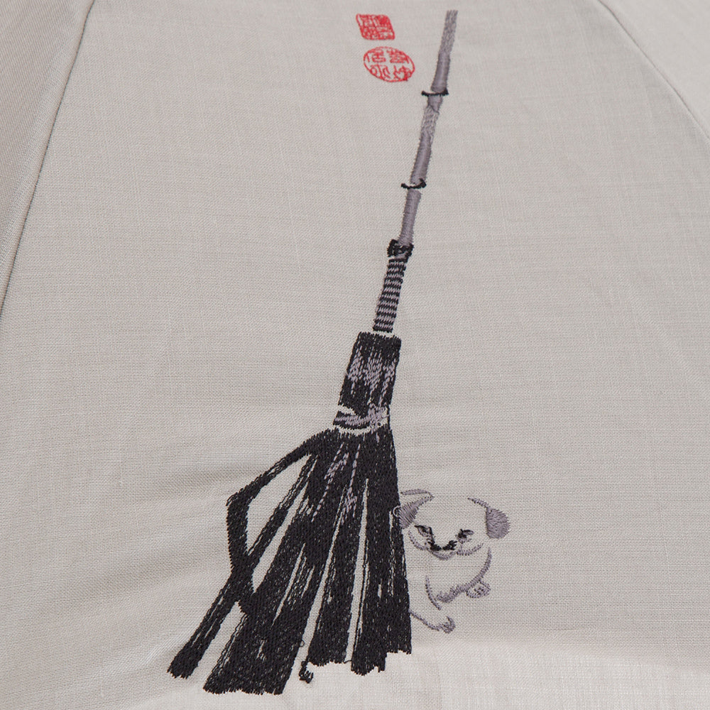 伊藤若冲 刺繍 かわず張り晴雨兼用ショート長日傘 (日本製)