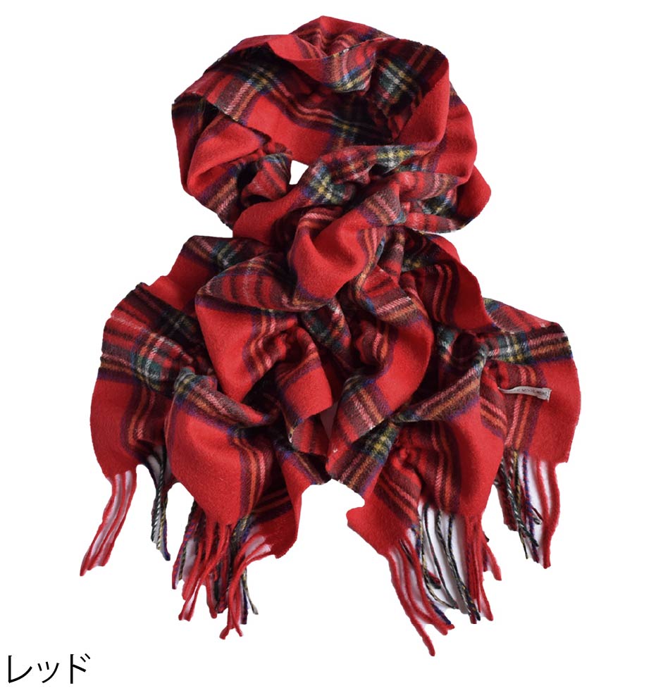 ウール100% チェック柄 シャーリングストール