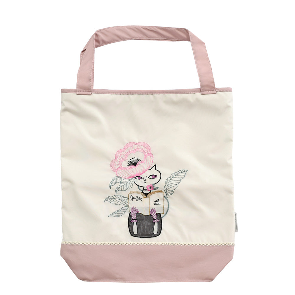 clue. ネコ刺繍 防水・撥水トートバッグ