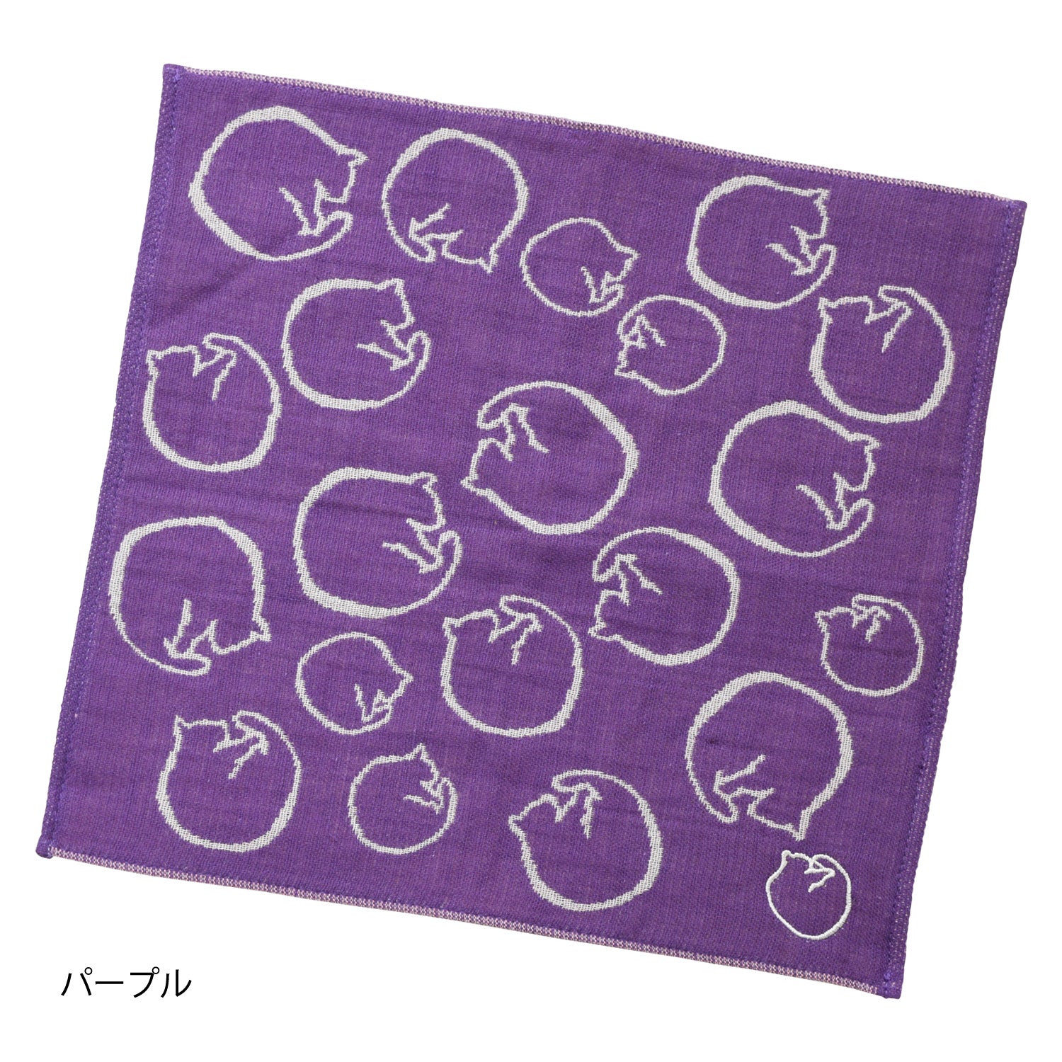猫パターン 刺繍ガーゼパイルタオル