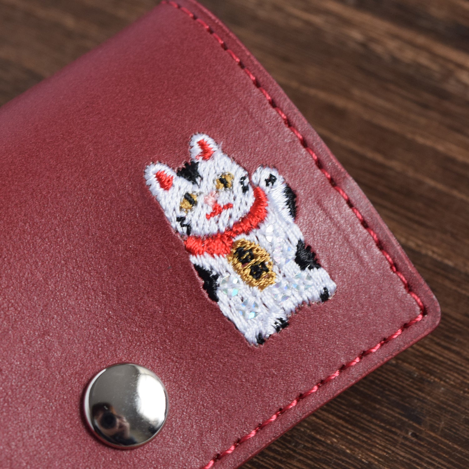 マツモトヨーコ 本革×スパンコール猫刺繍 コインケース