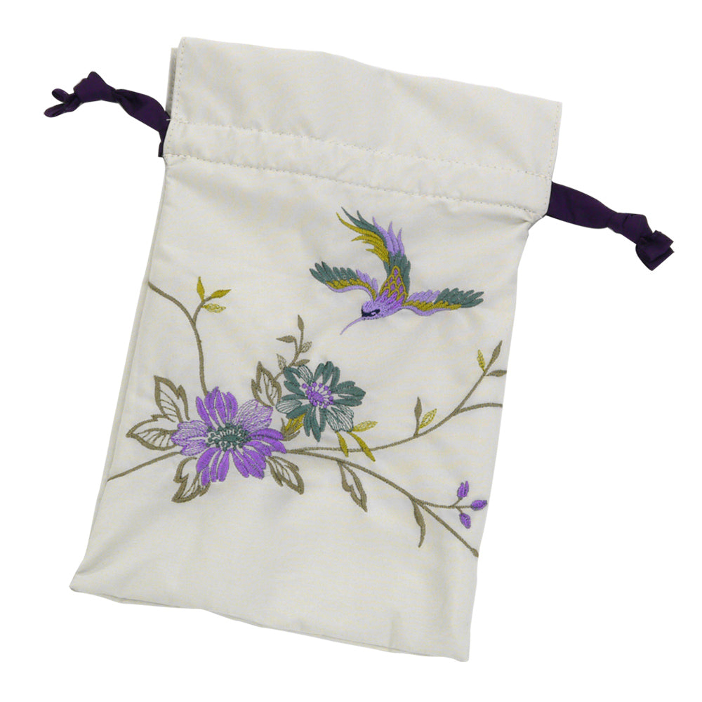 花鳥刺繍晴雨兼用 ミニ折りたたみ日傘&イニシャル手元セット