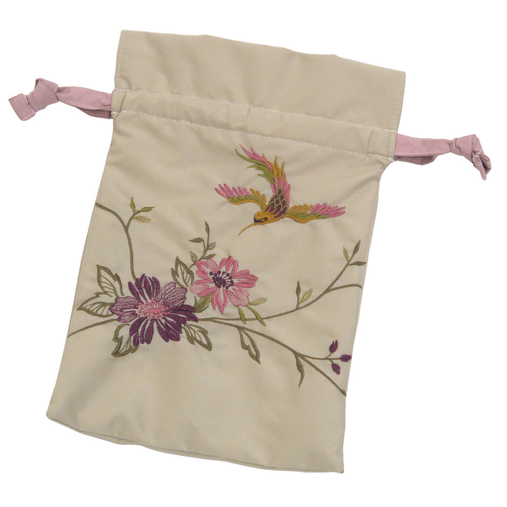 花鳥刺繍晴雨兼用 ミニ折りたたみ日傘&イニシャル手元セット