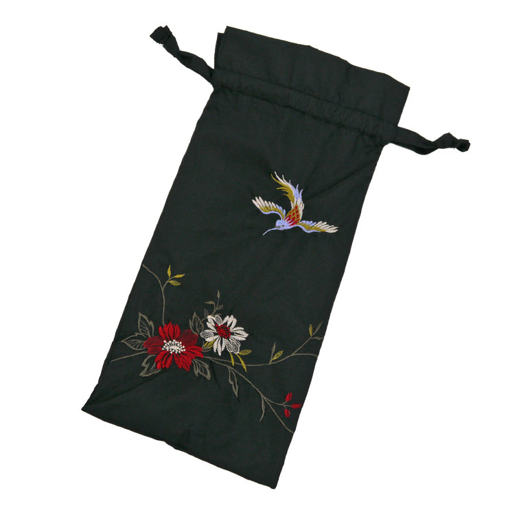 花鳥刺繍かわず張り晴雨兼用ショート折りたたみ日傘