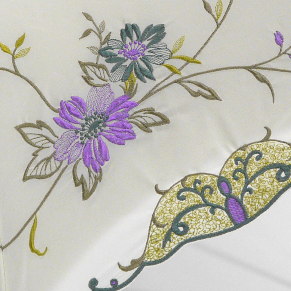 花鳥刺繍かわず張り晴雨兼用ショート折りたたみ日傘