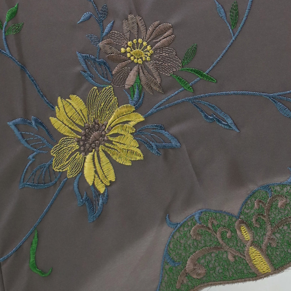 花鳥刺繍かわず張り晴雨兼用ショート折りたたみ日傘