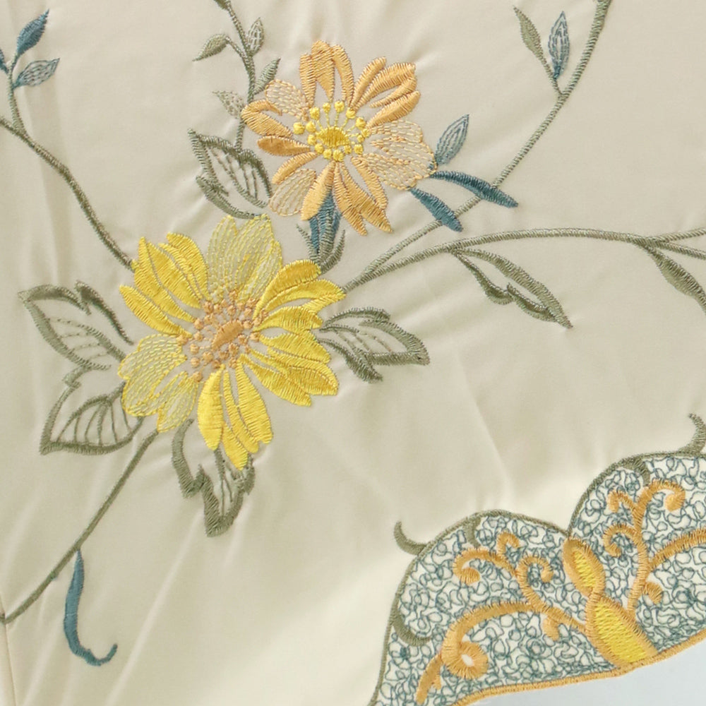 花鳥刺繍かわず張り晴雨兼用ショート折りたたみ日傘