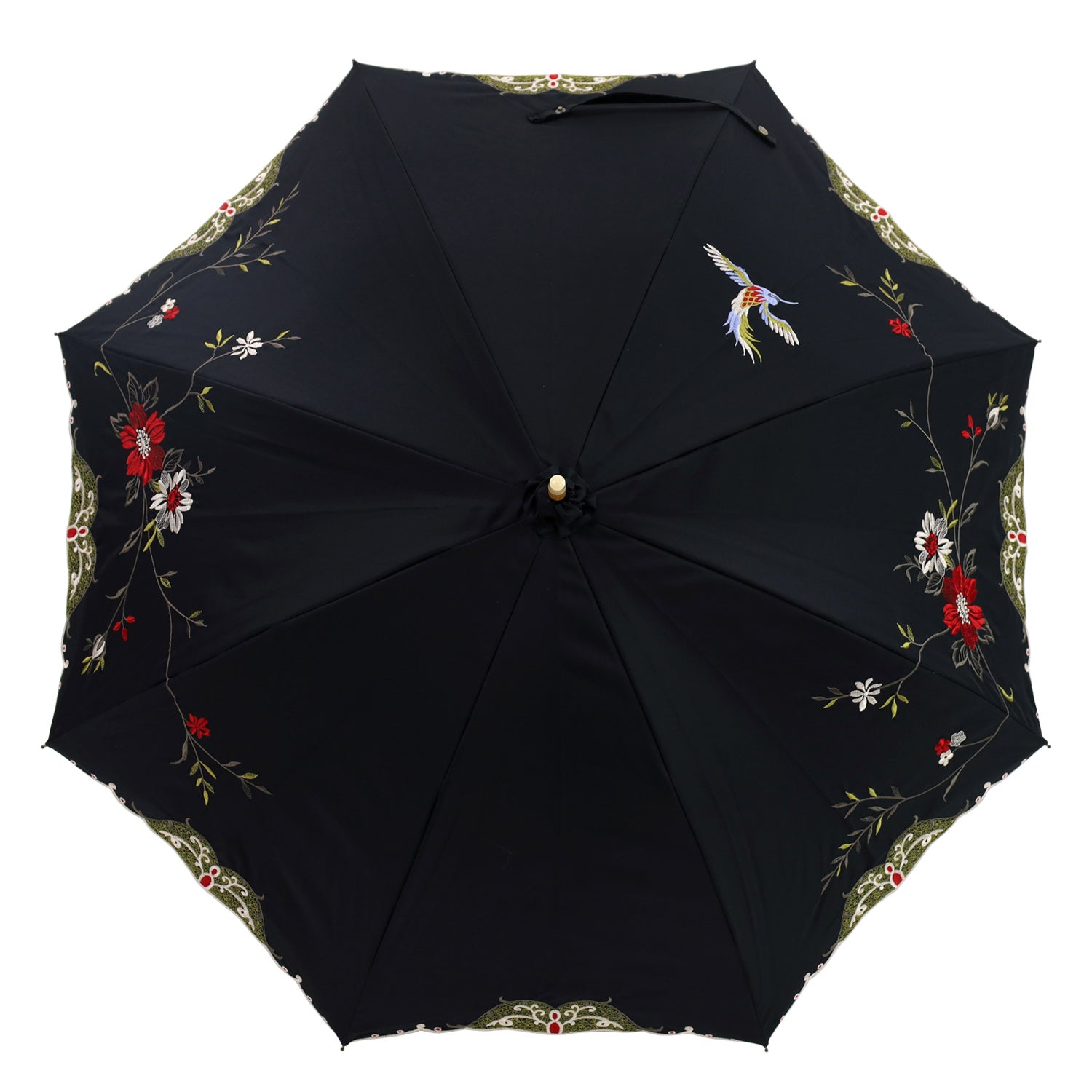 花鳥刺繍かわず張り 晴雨兼用長日傘