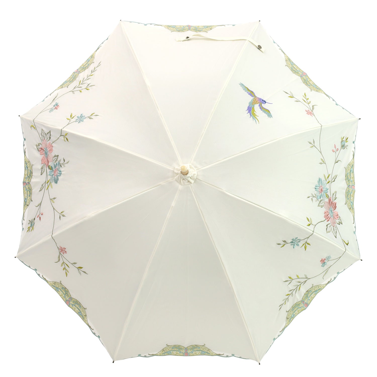 花鳥刺繍かわず張り 晴雨兼用長日傘