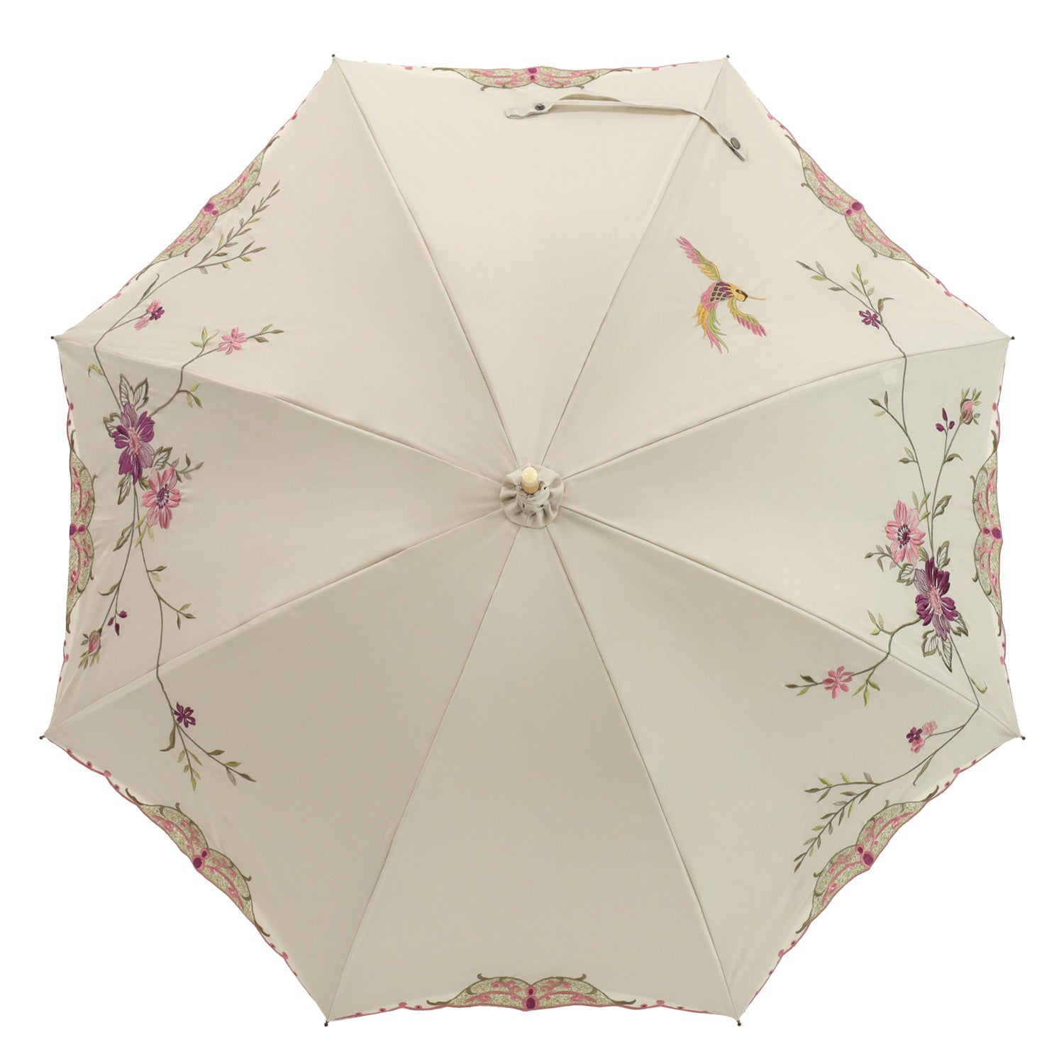 花鳥刺繍かわず張り 晴雨兼用長日傘