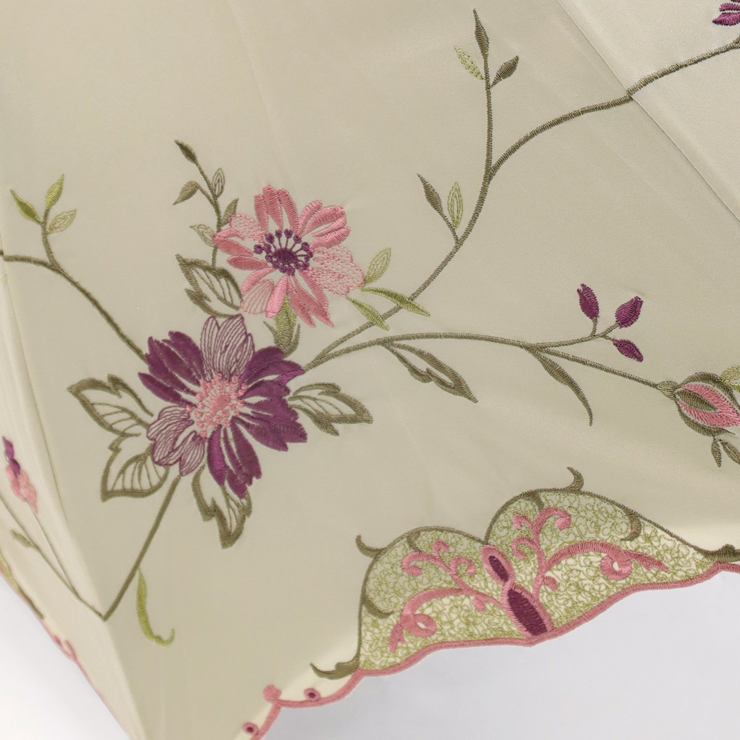 花鳥刺繍かわず張り 晴雨兼用長日傘