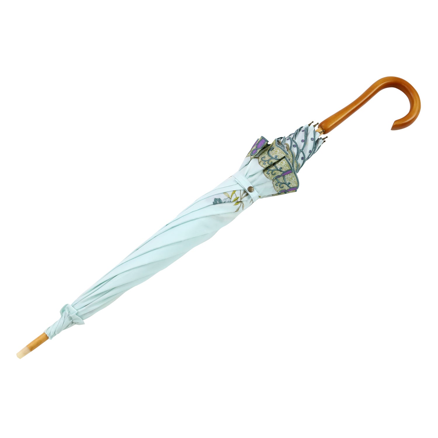 花鳥刺繍かわず張り 晴雨兼用長日傘