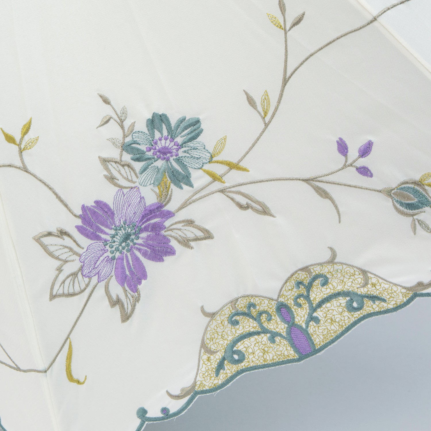 花鳥刺繍かわず張り 晴雨兼用長日傘