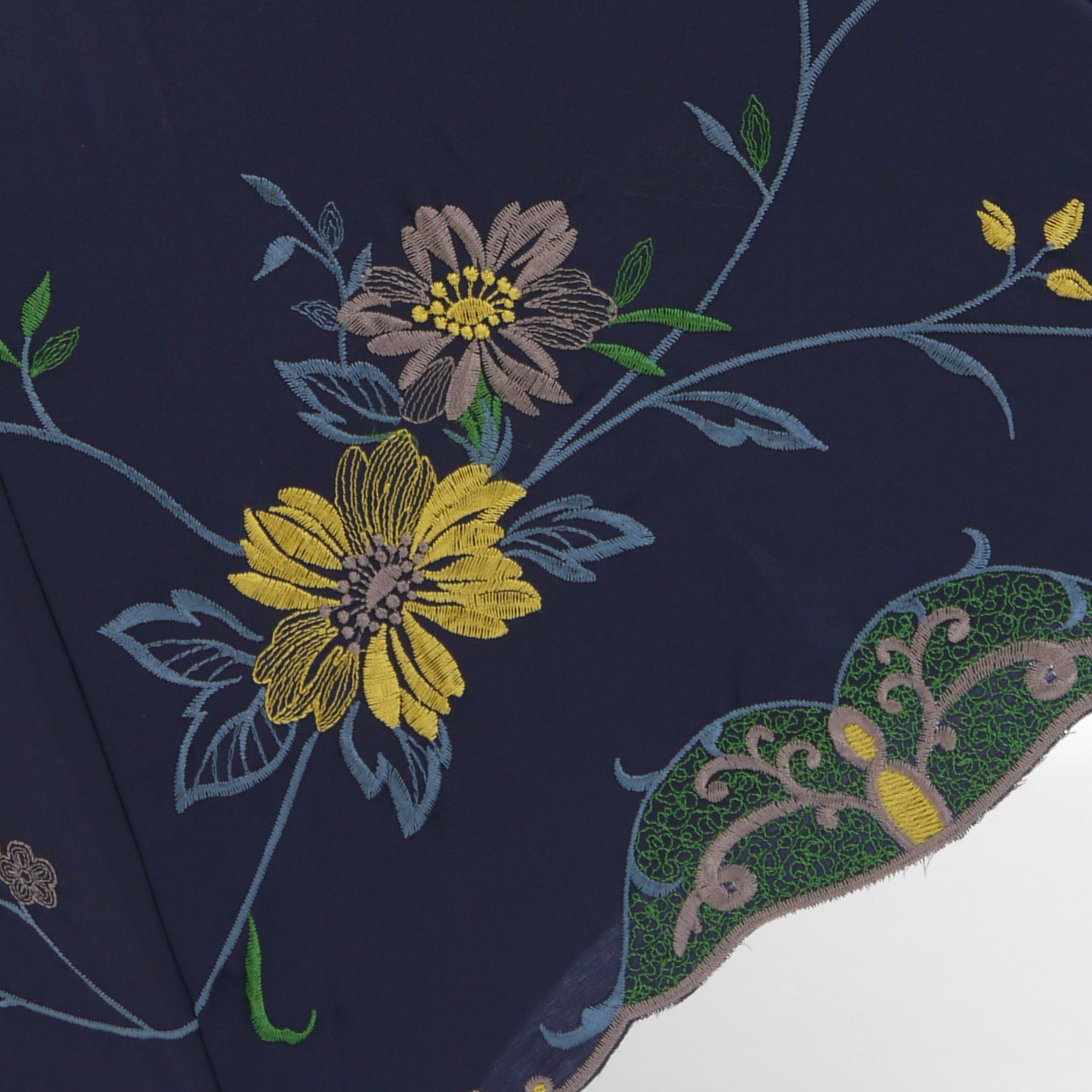 花鳥刺繍かわず張り 晴雨兼用ショート長日傘