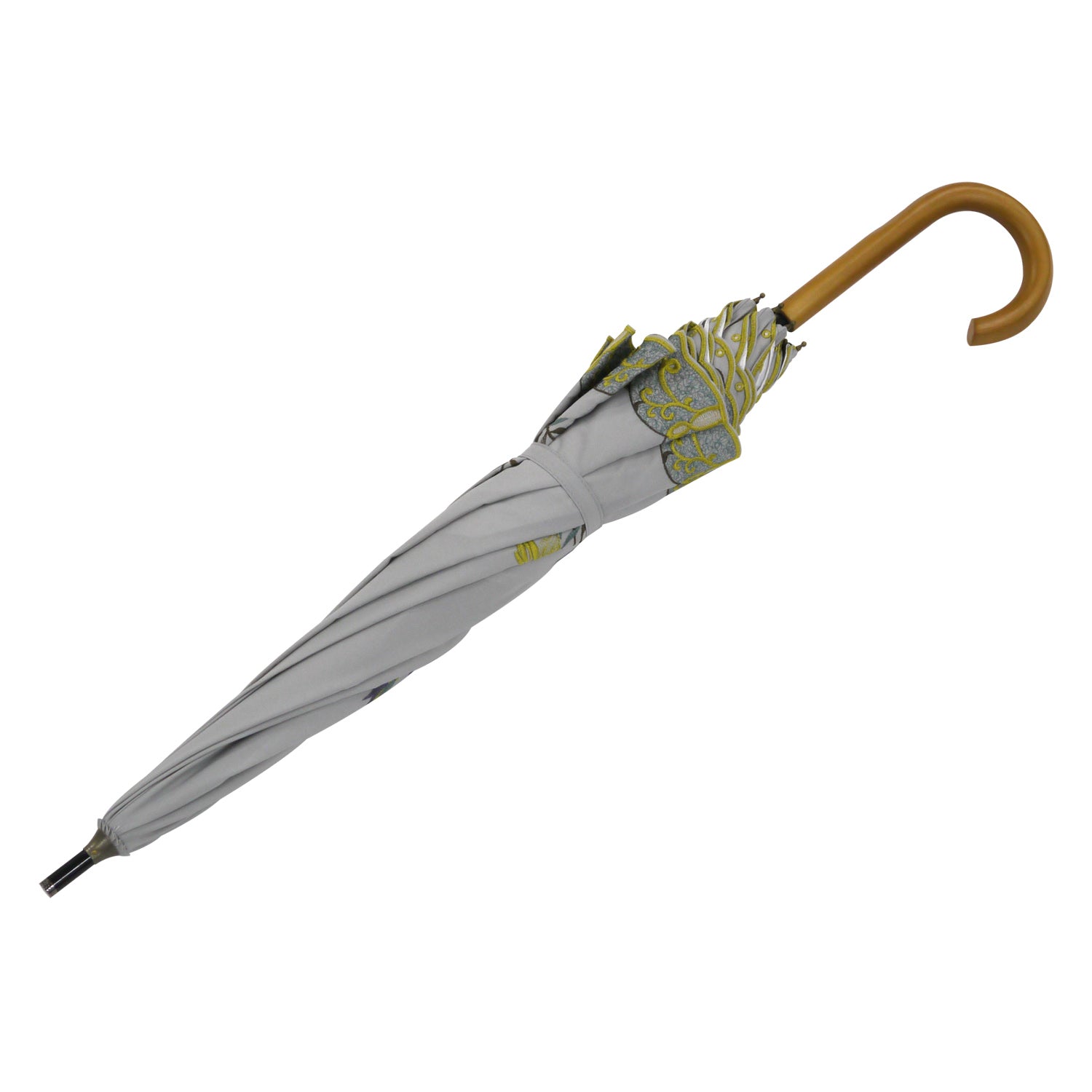 花鳥刺繍かわず張り 晴雨兼用ショート長日傘