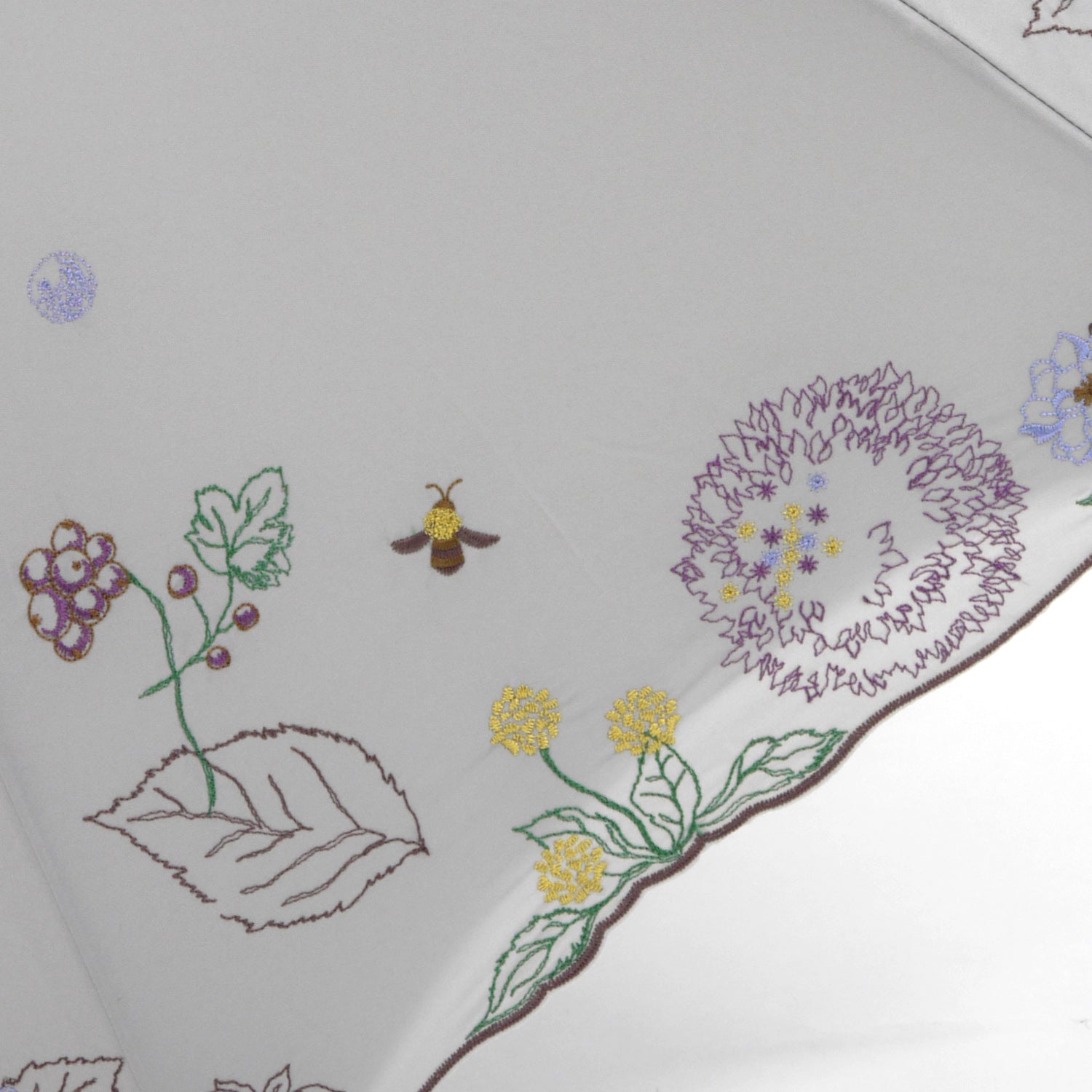 ボタニカル刺繍かわず張り 晴雨兼用ショート長日傘