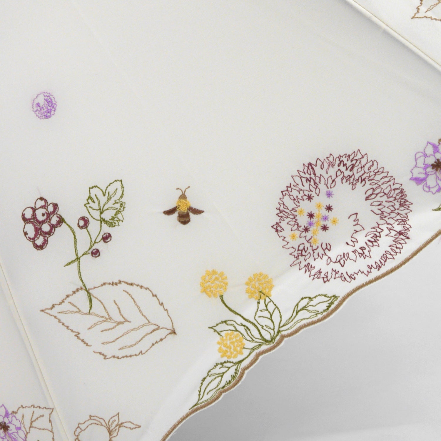 ボタニカル刺繍かわず張り 晴雨兼用ショート長日傘