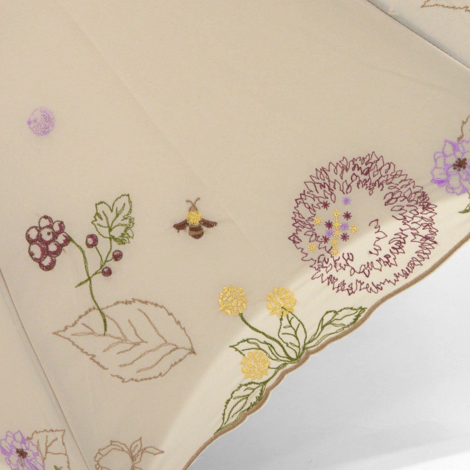 ボタニカル刺繍かわず張り 晴雨兼用ショート長日傘