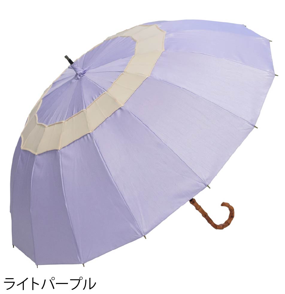 シャンタン&寒竹手元 蛇の目16本骨雨傘