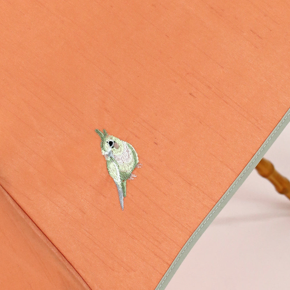 シャンタン&寒竹手元 パイピング 小鳥刺繍雨傘