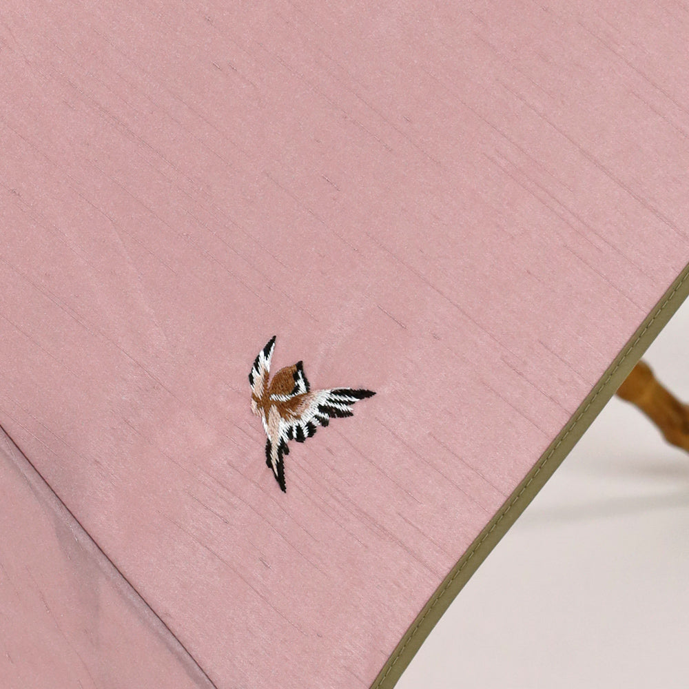 シャンタン&寒竹手元 パイピング 小鳥刺繍雨傘