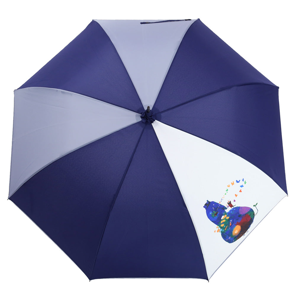 深尾竜騎 猫イラストプリント 大判 ジャンプ アンブレラ