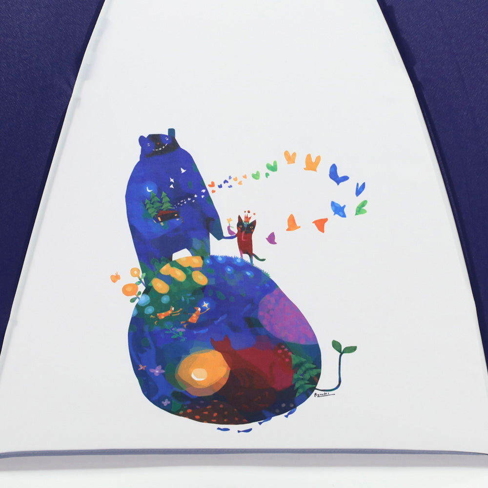 深尾竜騎 猫イラストプリント 大判 ジャンプ アンブレラ