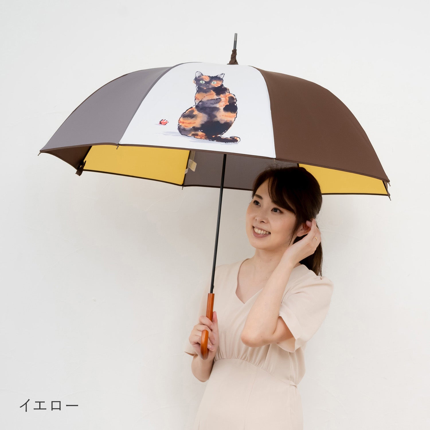 ハラミチヨ 猫イラストプリント 大判 ジャンプ アンブレラ