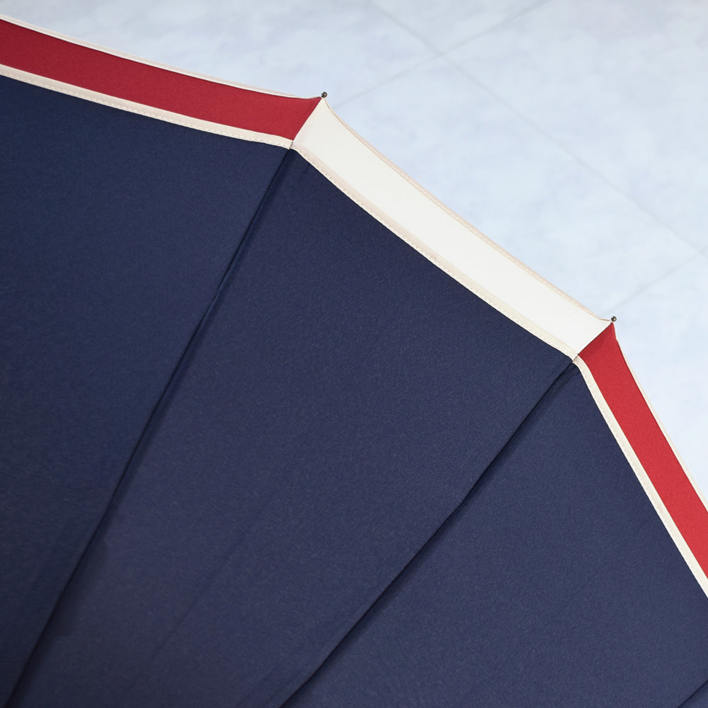 トリコロールパイピング 16本骨雨傘