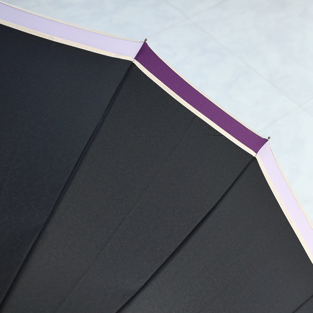 トリコロールパイピング 16本骨雨傘