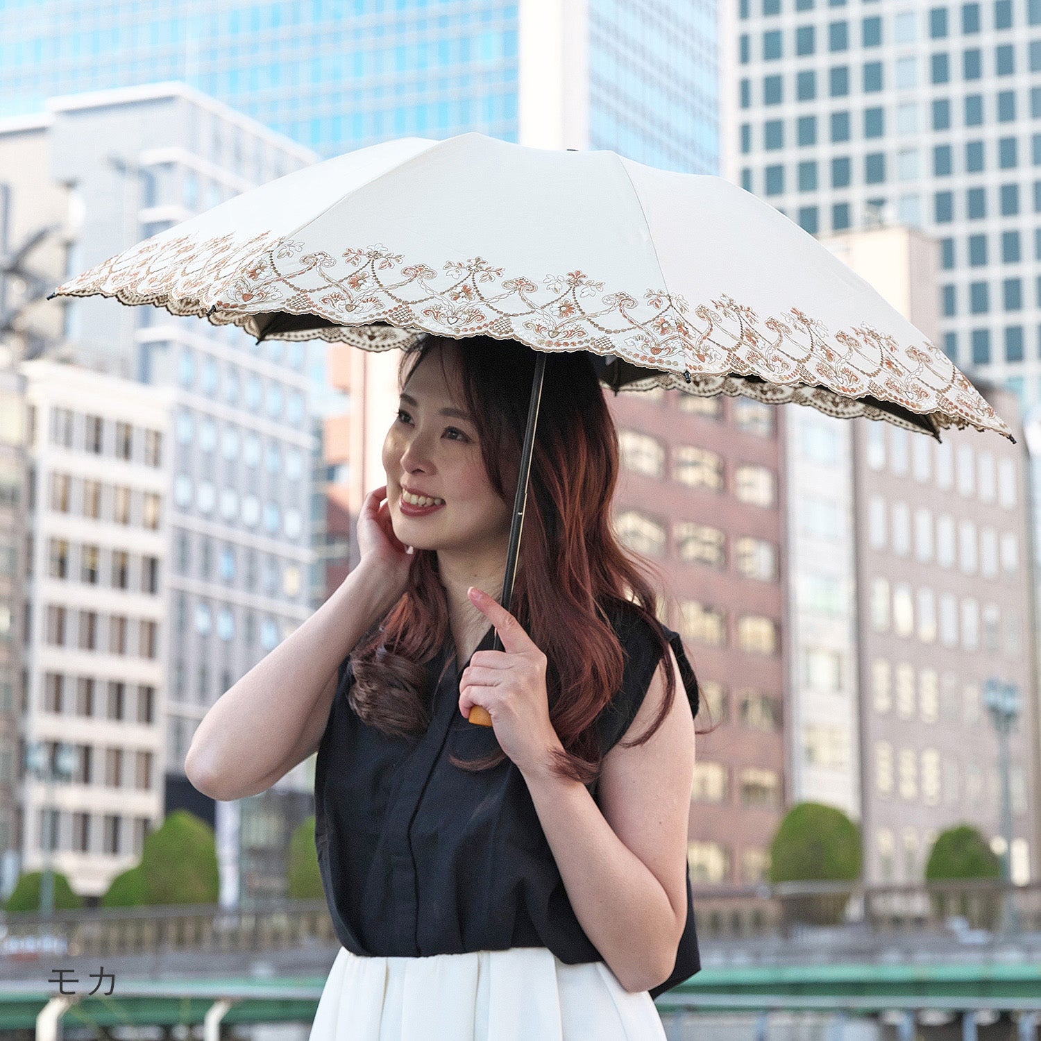 マーブル刺繍晴雨兼用 ミニ折りたたみ日傘
