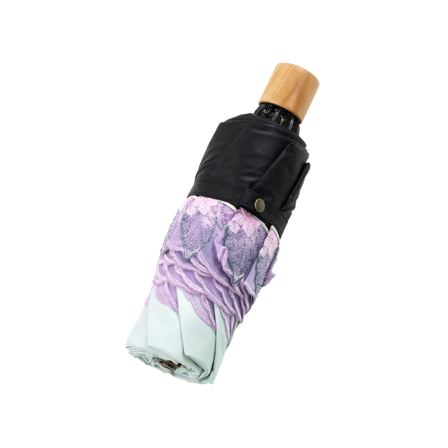 紫陽花オーガンジーカットワーク刺繍晴雨兼用 ミニ折りたたみ日傘