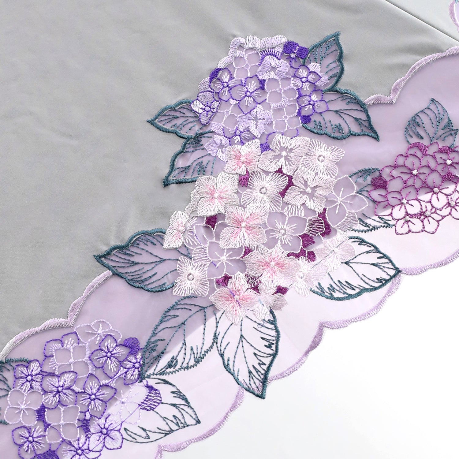 紫陽花オーガンジーカットワーク刺繍晴雨兼用 ミニ折りたたみ日傘