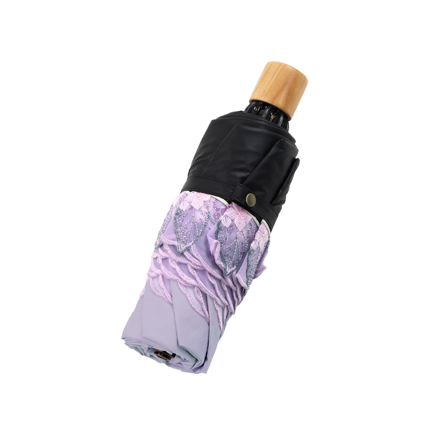 紫陽花オーガンジーカットワーク刺繍晴雨兼用 ミニ折りたたみ日傘