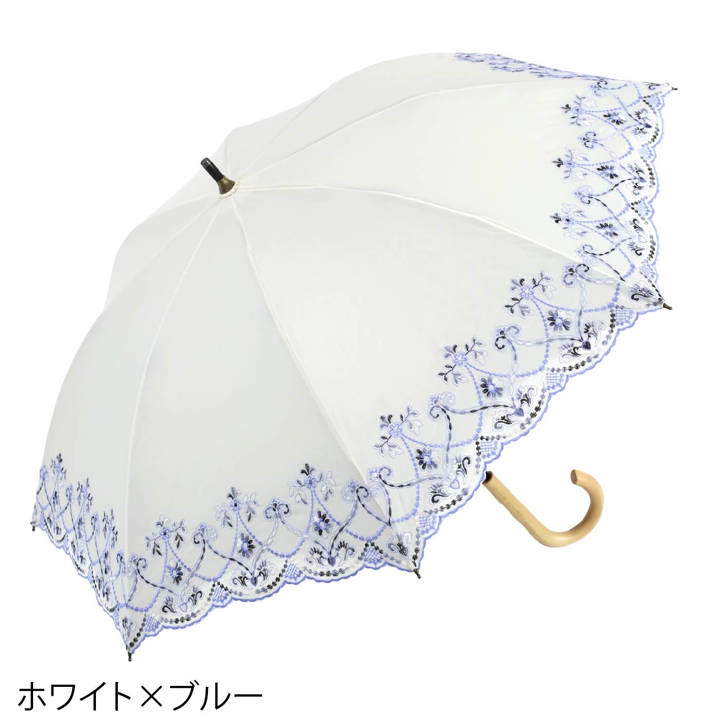 マーブル刺繍かわず張り 晴雨兼用ショート長日傘