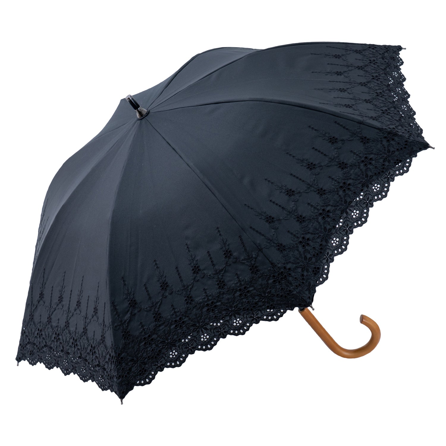 スカラップレース刺繍 かわず張りショート長日傘