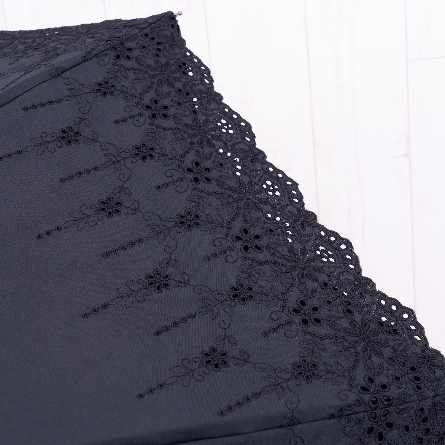 スカラップレース刺繍 かわず張りショート長日傘