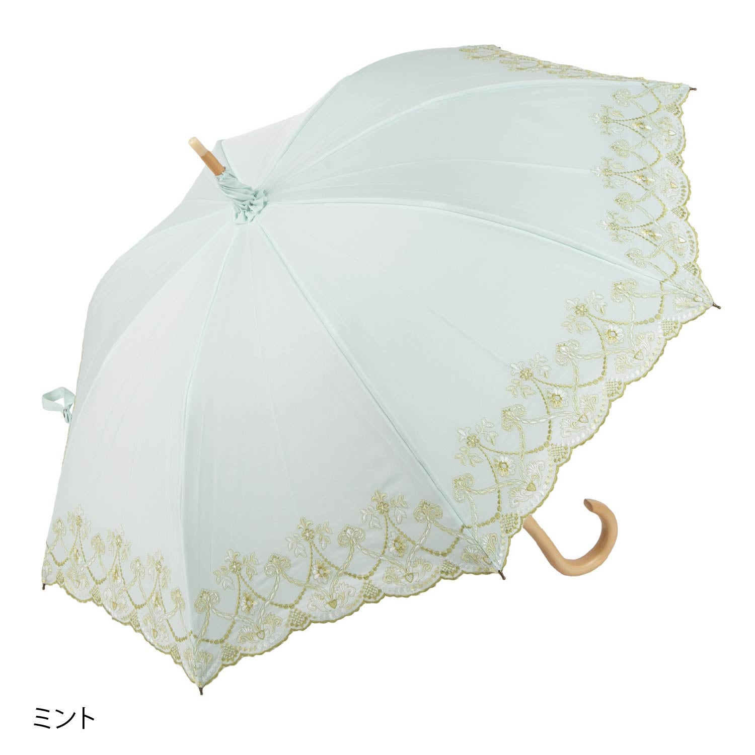 マーブル刺繍かわず張り 晴雨兼用長日傘