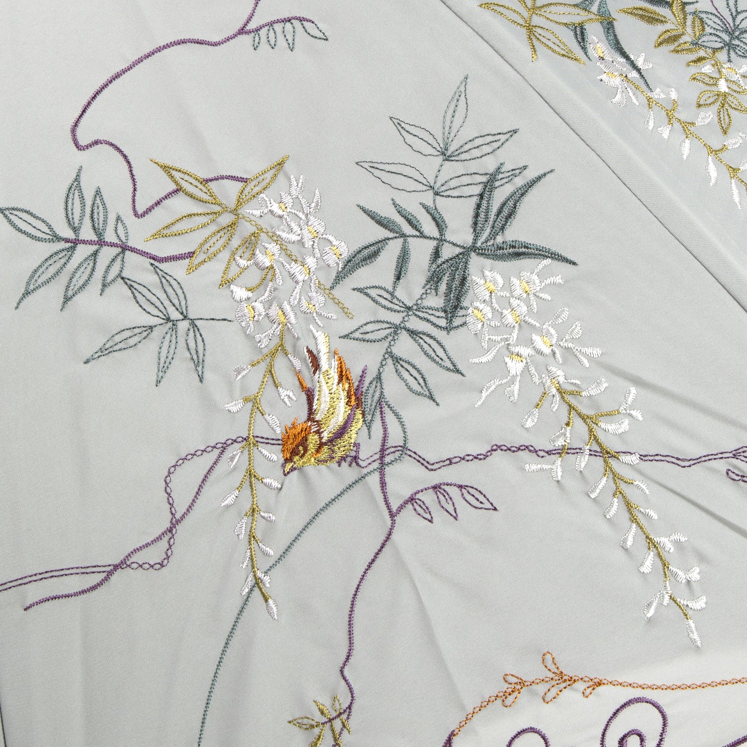 藤花刺繍かわず張り 晴雨兼用長日傘