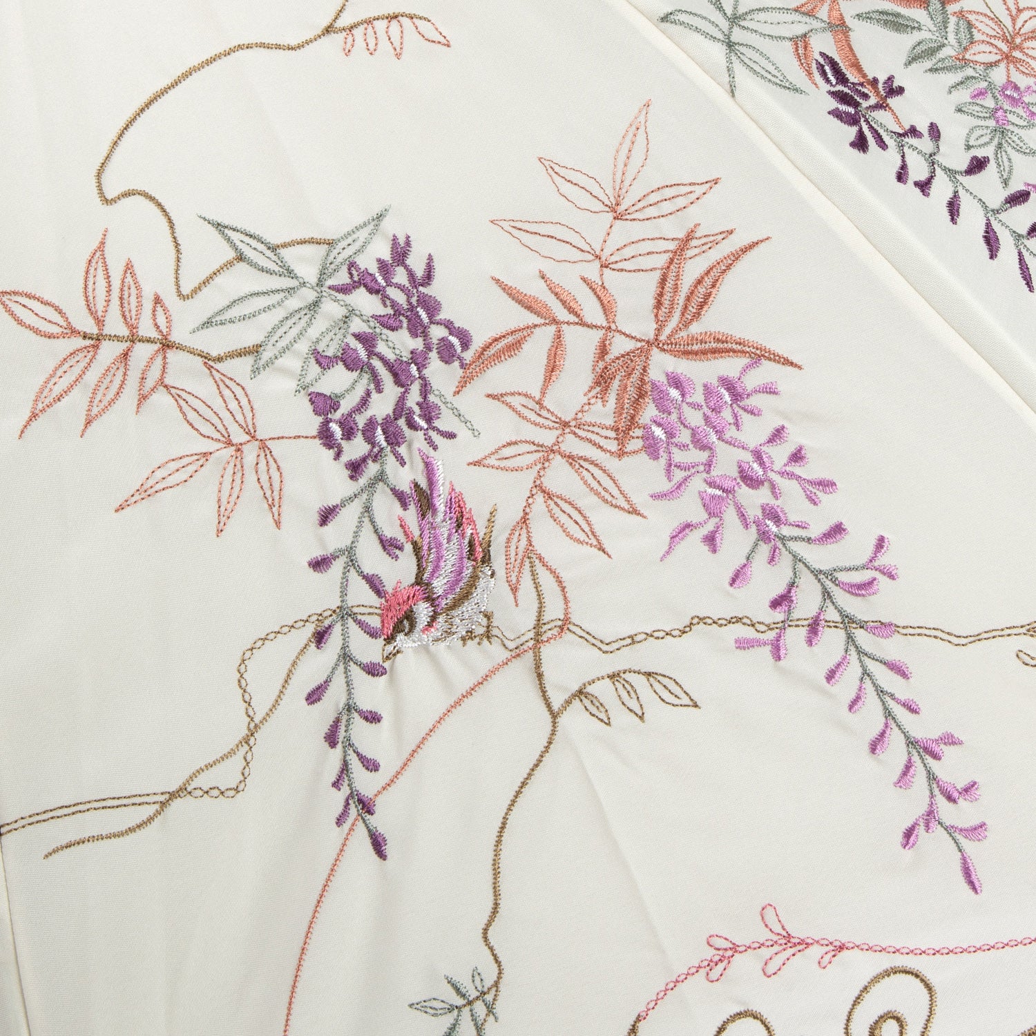 藤花刺繍かわず張り 晴雨兼用長日傘