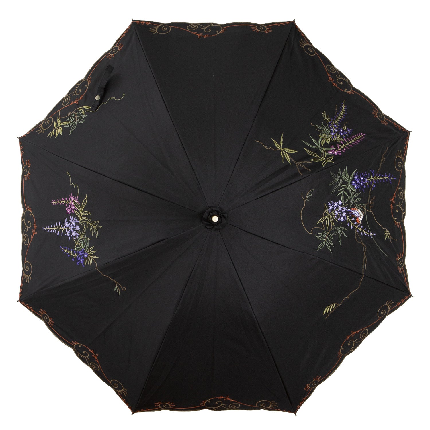 藤花刺繍かわず張り 晴雨兼用長日傘