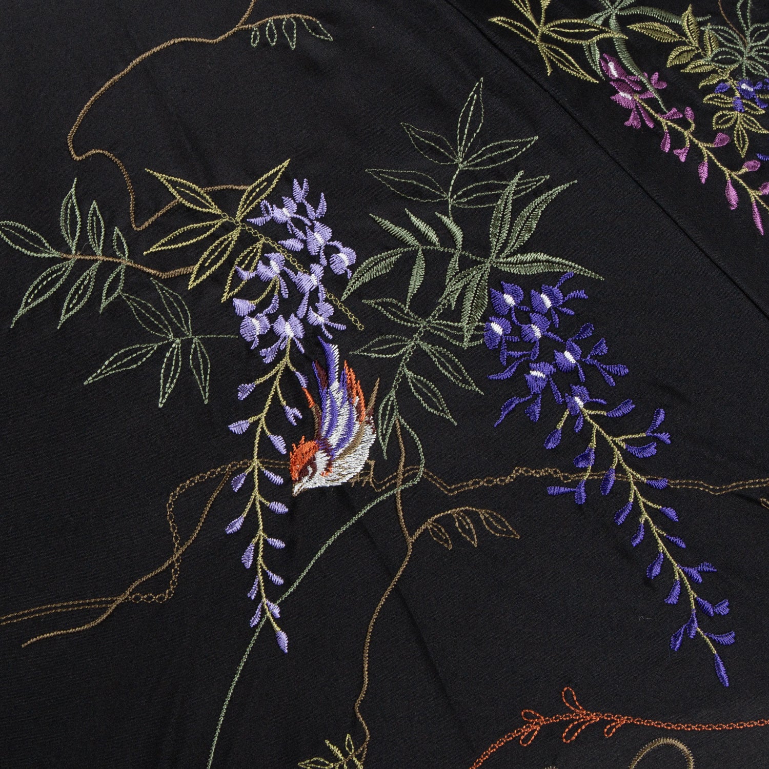 藤花刺繍かわず張り 晴雨兼用長日傘